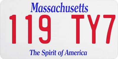 MA license plate 119TY7