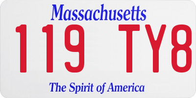 MA license plate 119TY8