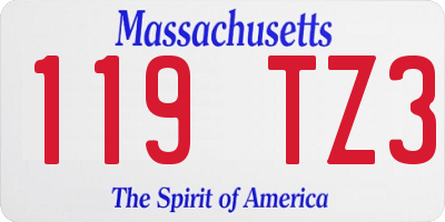 MA license plate 119TZ3