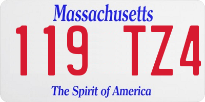 MA license plate 119TZ4