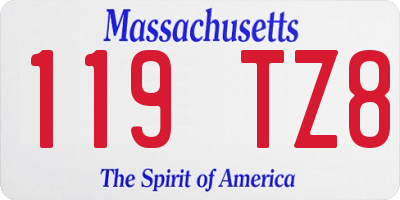MA license plate 119TZ8