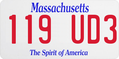 MA license plate 119UD3