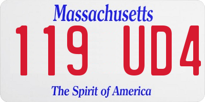 MA license plate 119UD4