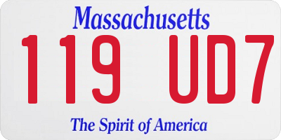 MA license plate 119UD7