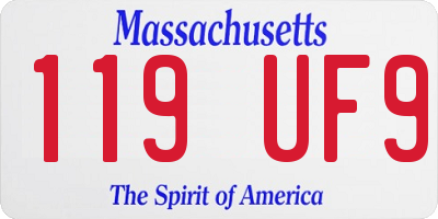 MA license plate 119UF9