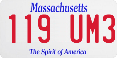 MA license plate 119UM3