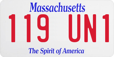 MA license plate 119UN1