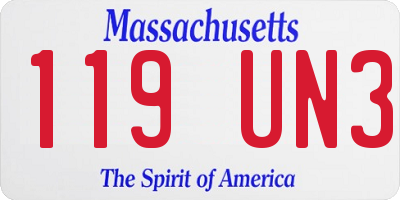 MA license plate 119UN3