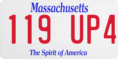 MA license plate 119UP4