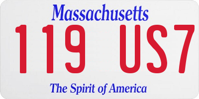 MA license plate 119US7