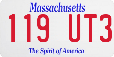 MA license plate 119UT3