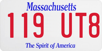 MA license plate 119UT8