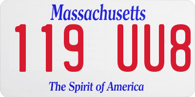 MA license plate 119UU8