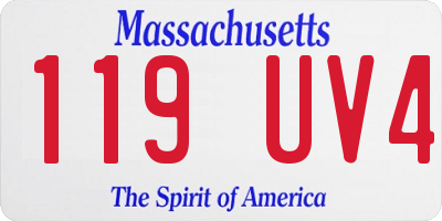 MA license plate 119UV4