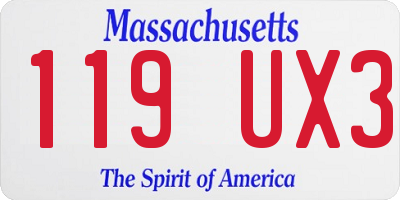 MA license plate 119UX3