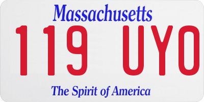 MA license plate 119UY0
