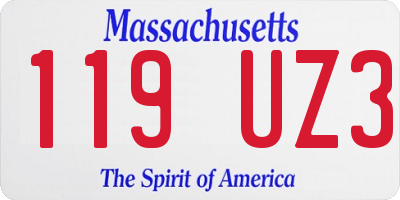 MA license plate 119UZ3