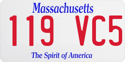 MA license plate 119VC5
