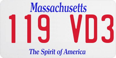 MA license plate 119VD3