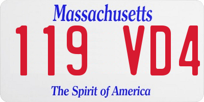 MA license plate 119VD4