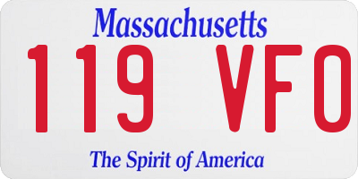 MA license plate 119VF0