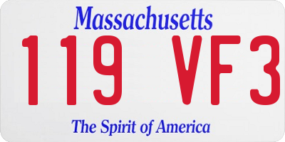MA license plate 119VF3