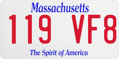 MA license plate 119VF8