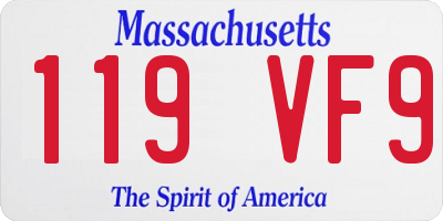 MA license plate 119VF9