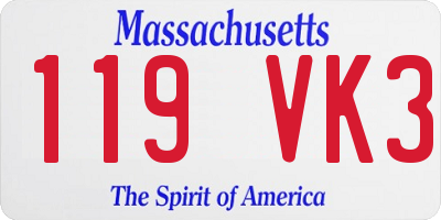 MA license plate 119VK3
