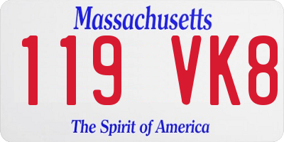 MA license plate 119VK8