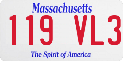 MA license plate 119VL3
