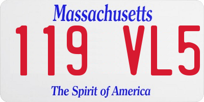 MA license plate 119VL5