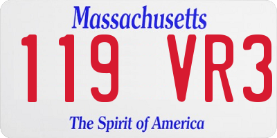 MA license plate 119VR3