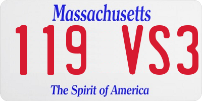 MA license plate 119VS3