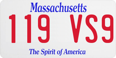MA license plate 119VS9