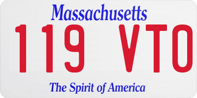 MA license plate 119VT0
