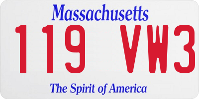 MA license plate 119VW3
