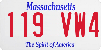 MA license plate 119VW4