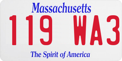 MA license plate 119WA3