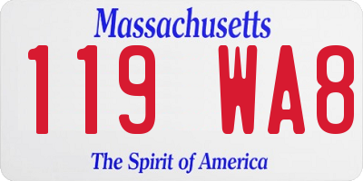 MA license plate 119WA8