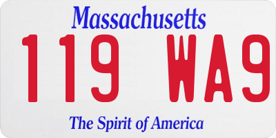 MA license plate 119WA9