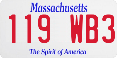 MA license plate 119WB3