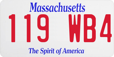 MA license plate 119WB4