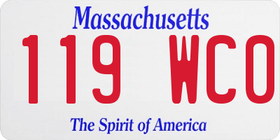 MA license plate 119WC0
