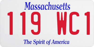 MA license plate 119WC1