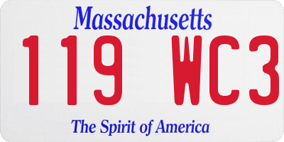 MA license plate 119WC3