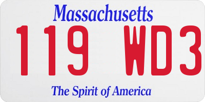 MA license plate 119WD3