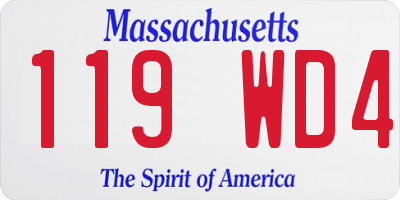 MA license plate 119WD4