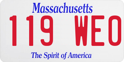 MA license plate 119WE0