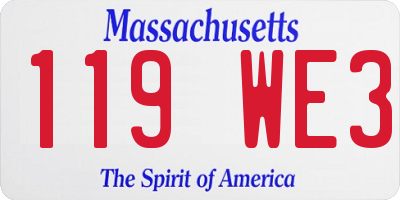 MA license plate 119WE3